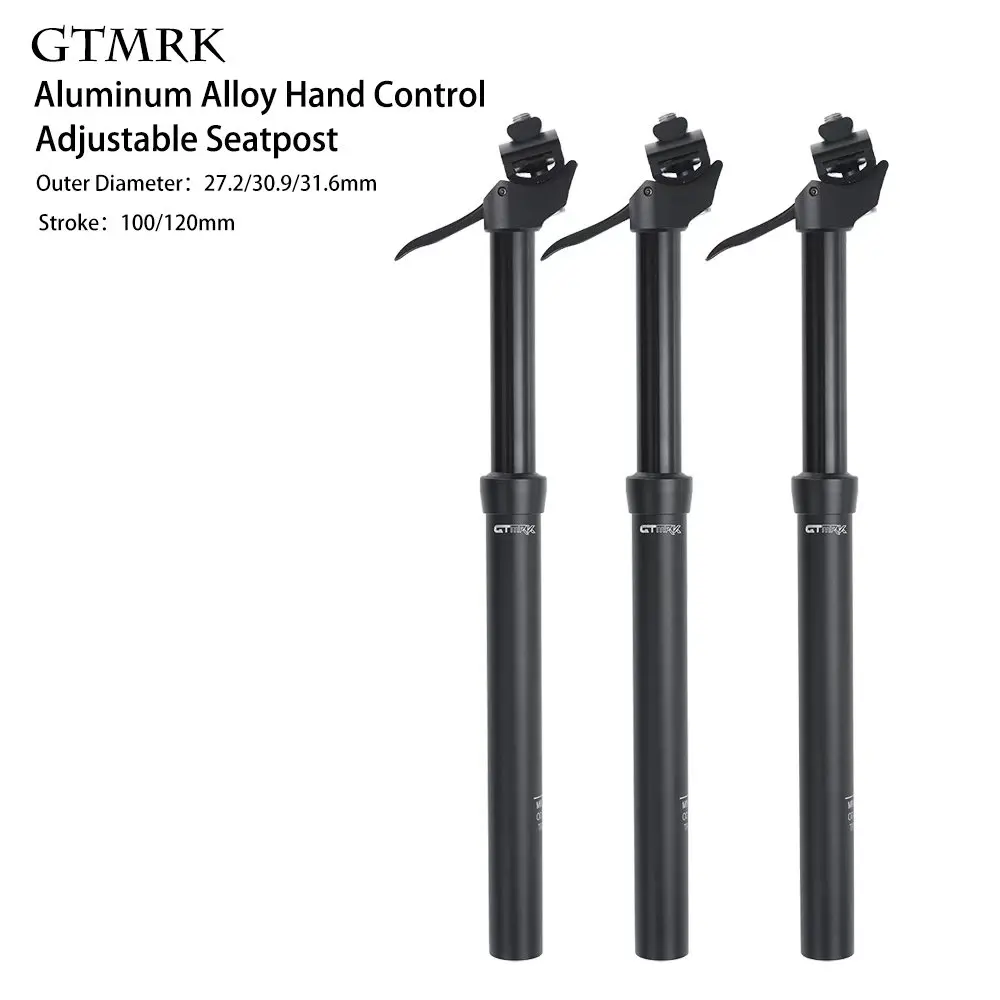 Tige de selle compte-gouttes hydraulique pour VTT, tige de selle VTT réglable en hauteur de 27.2/30.9/31.6mm, siège de vélo en alliage d'aluminium CNC