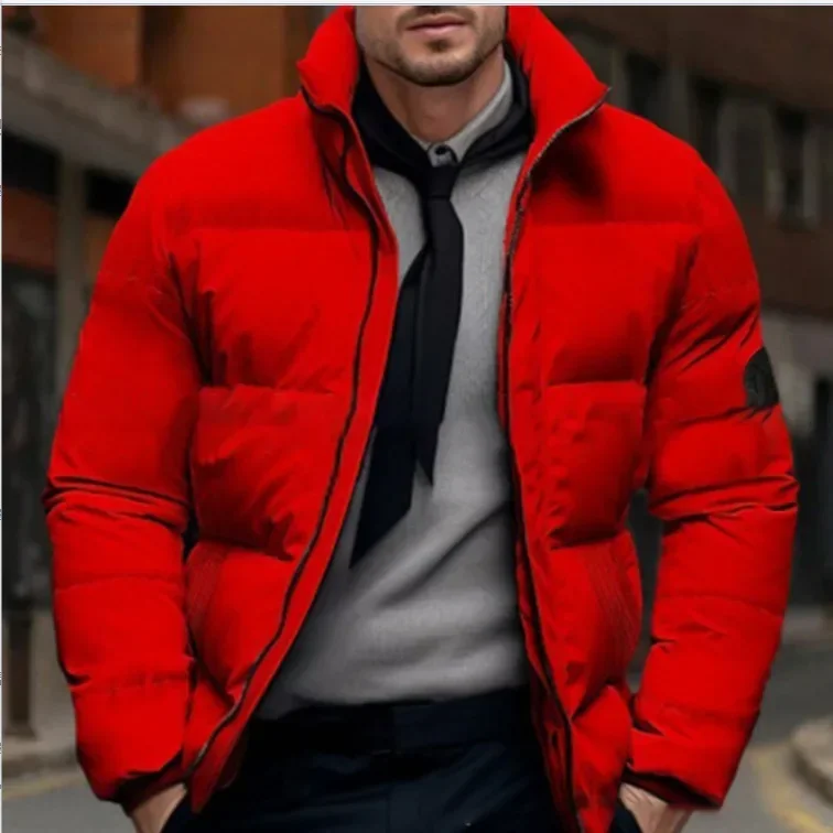 Parkas Men Coats Thick Warm Simple Stand Collar Zipper Coat Full Sleeve Casual Loose Regular Splice Outerwear Autumn Winter