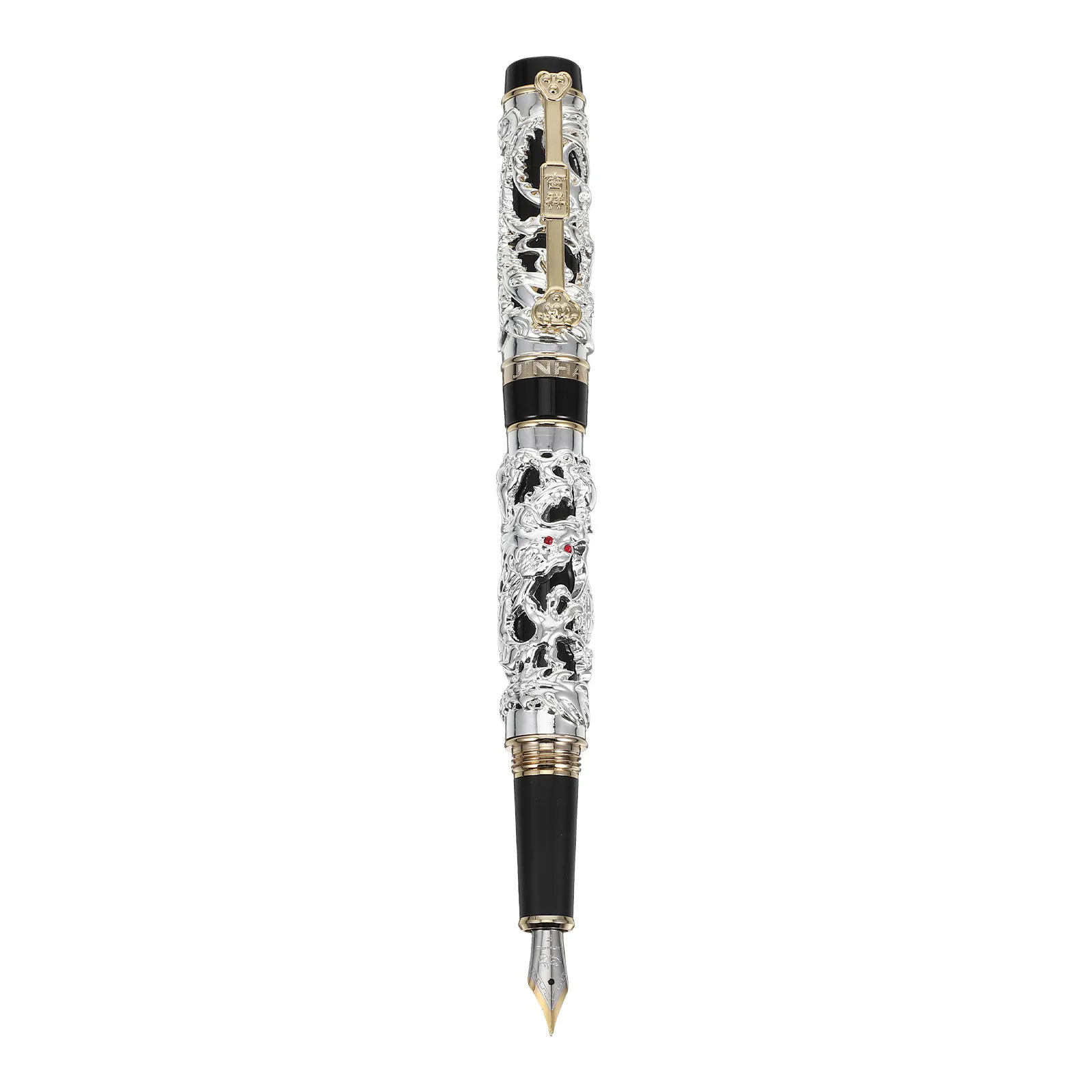 Dragon Phoenix Quill Fountain Pen Zinc Alloy Calligraphy Pen Elegant Chinese Design Smooth Writing Portable