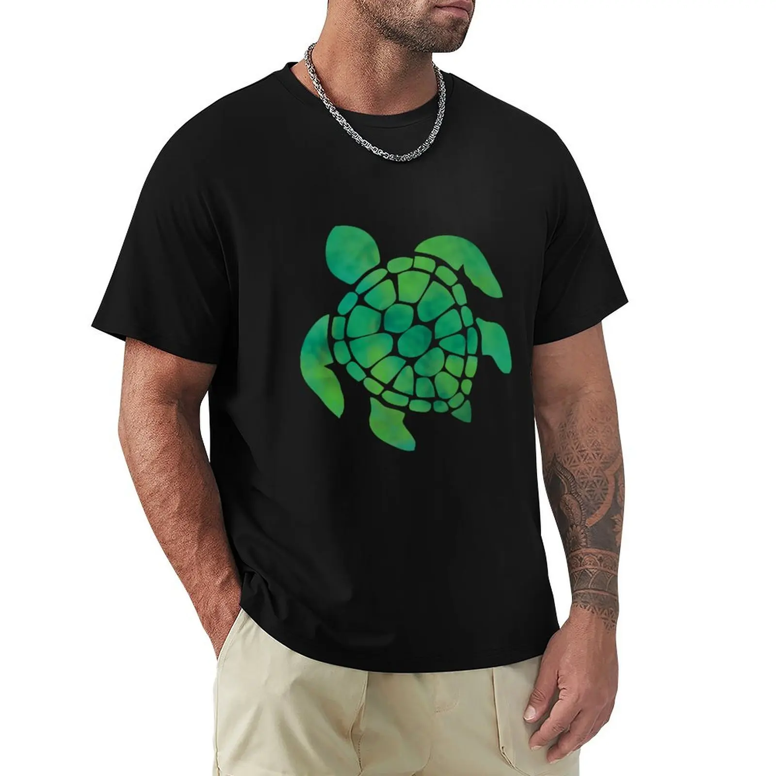 

Green Tropical Turtle T-Shirt man t shirt oversized t shirt for a boy mens t shirts top quality
