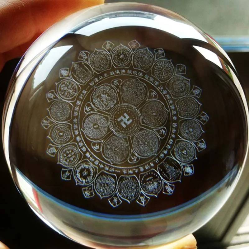 Wholesale Buddhist supply Asia HOME Altar shop bless safe health good luck YUAN MAN Mantra 3D Crystal ball buddha talisman