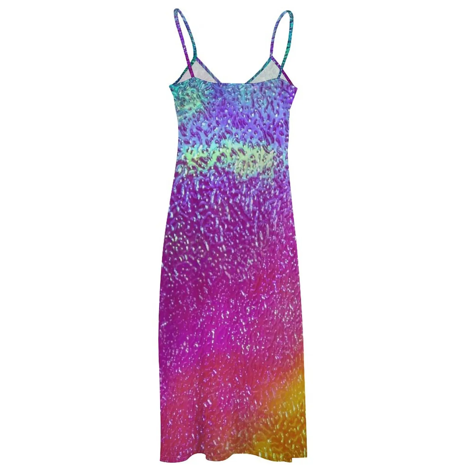 Vestido sin mangas de arco iris iridiscente para mujer, vestidos de cóctel, ropa para mujer, moda de verano 2024