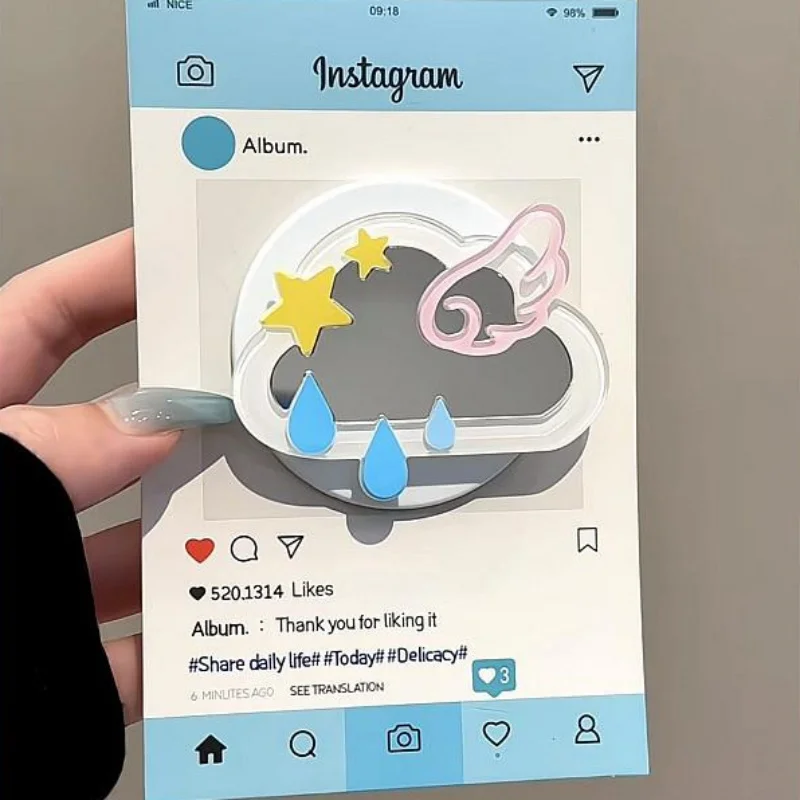 

Корейское милое зеркало для макияжа с 3D облаками для Magsafe Griptok, держатель для телефона, подставка для кольца на палец, поддержка iPhone 16, кронштейн для девочек