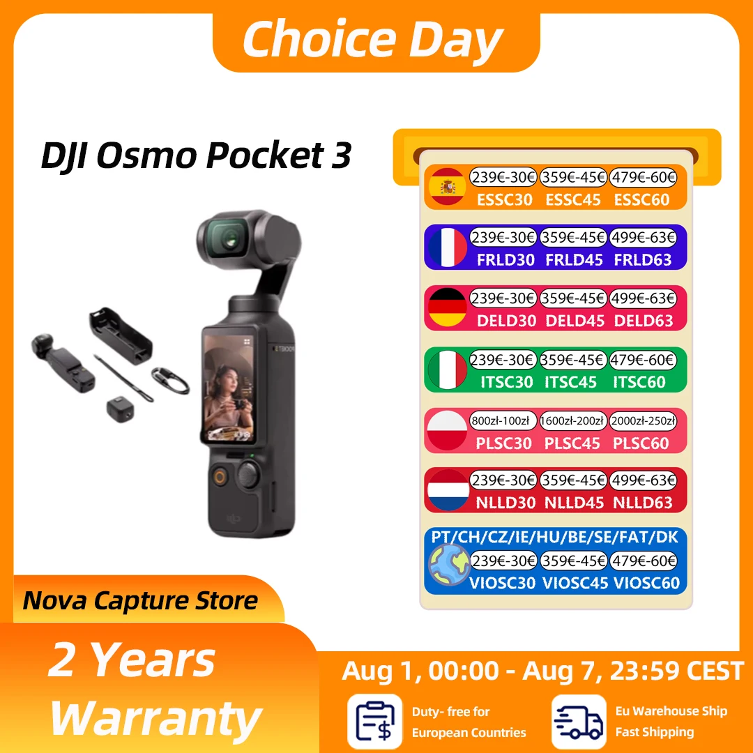 Expédition UE DJI Osmo Pocket 3 Capteur puissant de 1 pouce 4K/120fps Écran tactile rotatif de 2 pouces Original neuf en stock Pocket 3