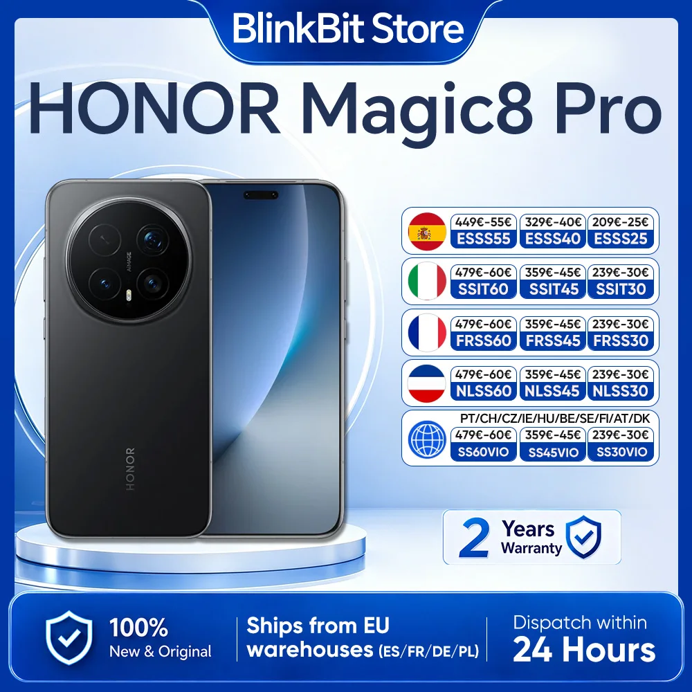 Smartphone HONOR Magic 8 Pro 5G version européenne, Snapdragon 8 Elite Gen 5, 200MP AIMAGE, 6270mAh, 100W, 6.71'' OLED, NFC, eSIM, Honor