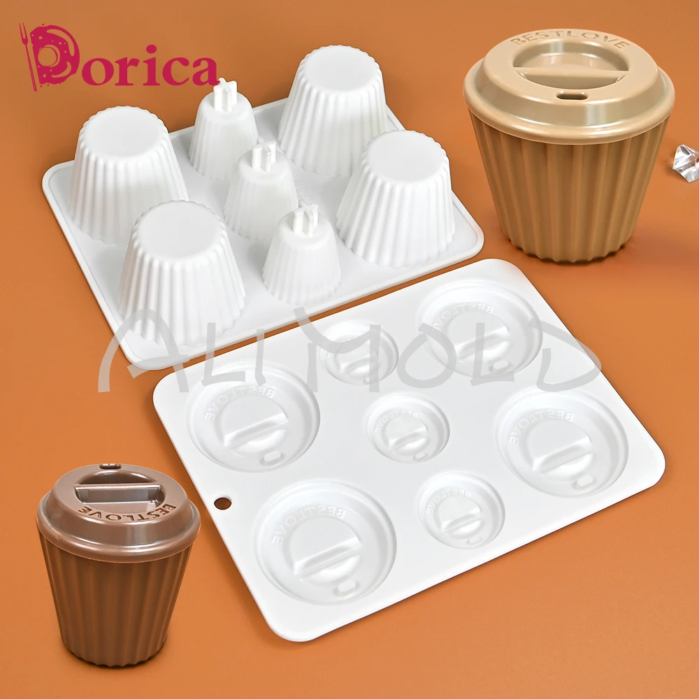 Molde de pastel con diseño de taza de café de 7 cavidades, molde de silicona para Chocolate, Mousse, desierto, jabón, vela, yeso, modelo de cocina, utensilios para hornear