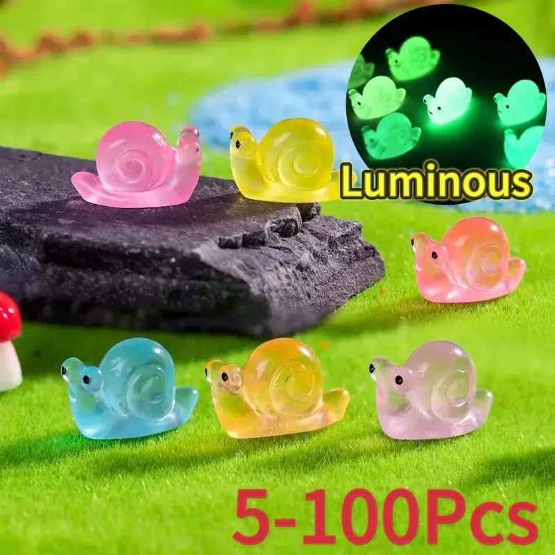 50 قطعة يتوهج في الظلام الحلزون الصغير مصغرة التماثيل الحلزون DIY بها بنفسك زخرفة اكسسوارات للمنزل مايكرو الجنية حديقة المشهد ديكور #1