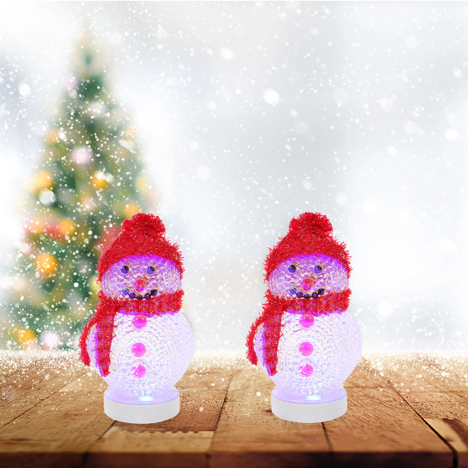 

2Pcs Snowman Night Light Premium Material Practical Long Term Use Cute Cartoon Home Room Baby Office Decor Table Lamp