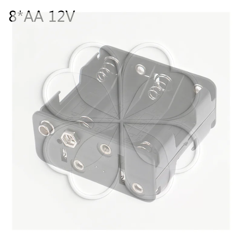 8*AA 12V Battery Clip Slot Storage Holder Box Case With 9V Snap Connector