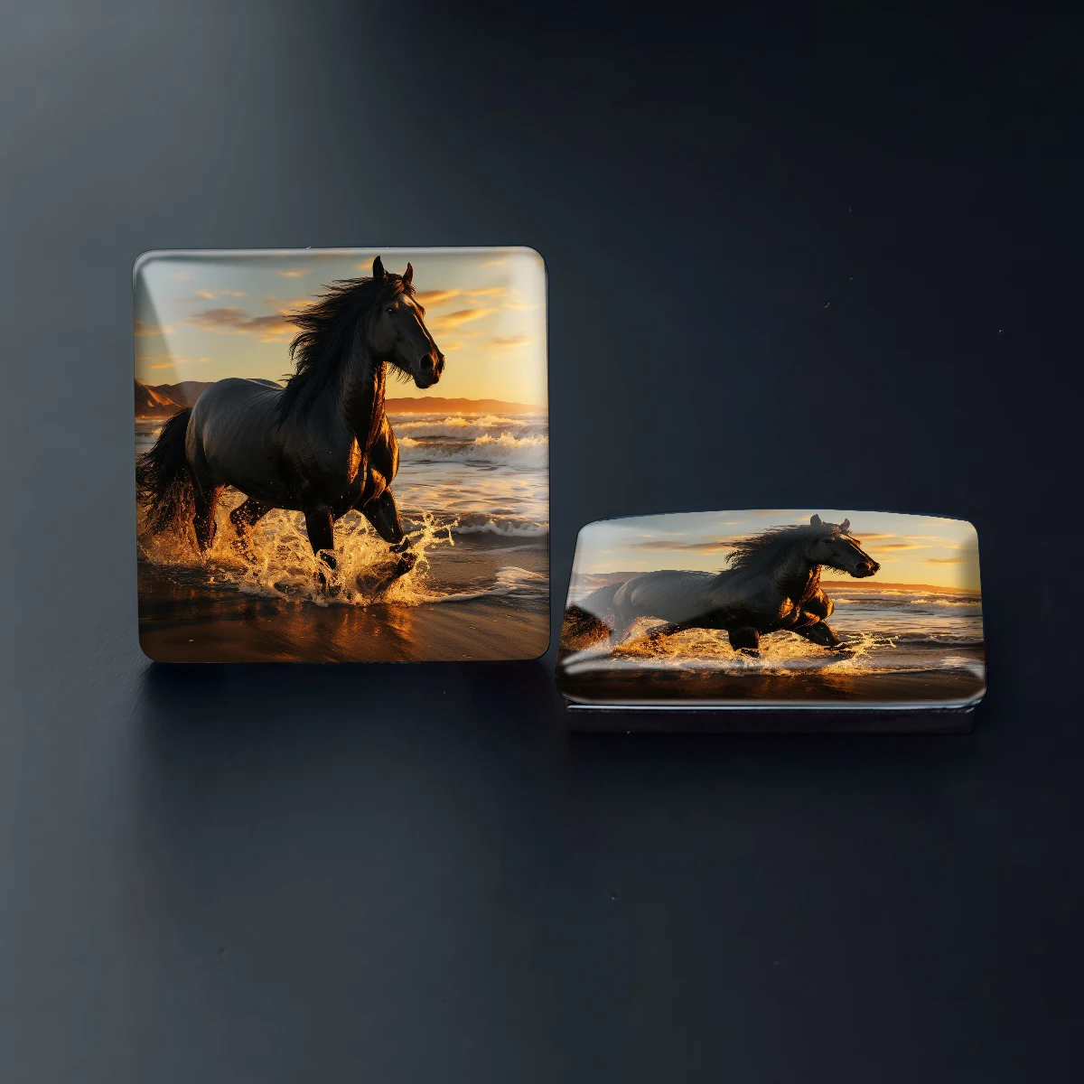 1PC 30MM Square Running Horse Pattern Glass Refrigerator Sticker Horse Lover Home Decoration BirthdayGift