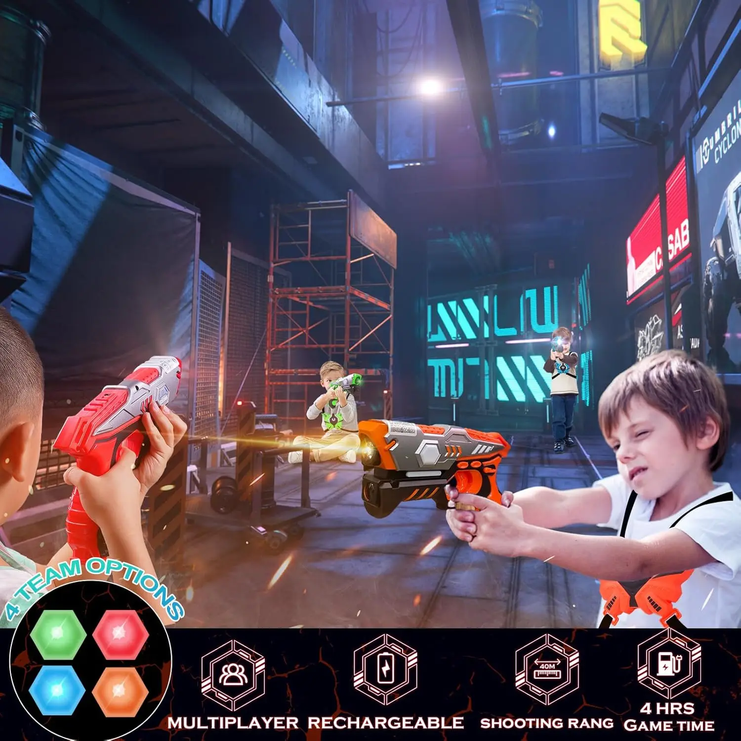 Vatos Infrarot Laser Tag Pistole Daten Sync Westen x4 für Kinder Erwachsene Indoor Outdoor Spiel Spielzeug Laser Tag Blaster Geschenk für Jungen