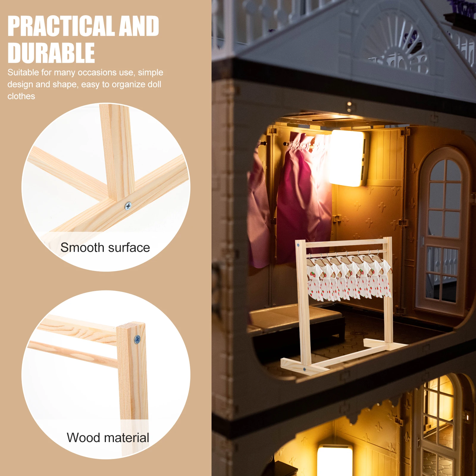 Clothes Wooden Hanging Rack Household Clothing Hanger 40cm 30cm 20cm Clothes Drying Rack Landscape