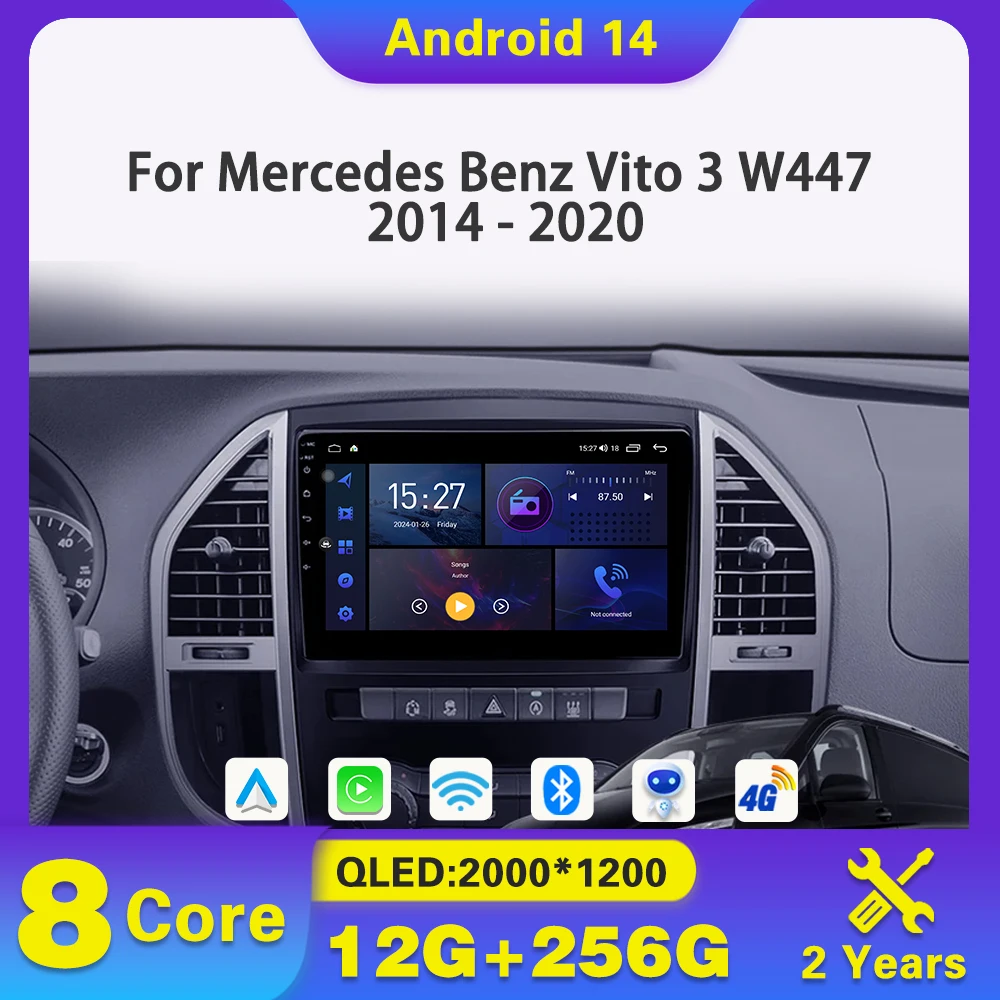 

Android 14 Car Radio For Mercedes Benz Vito 3 W447 2014 - 2020 Multimedia Player Navigation GPS autoradio 2din no 2din dvd