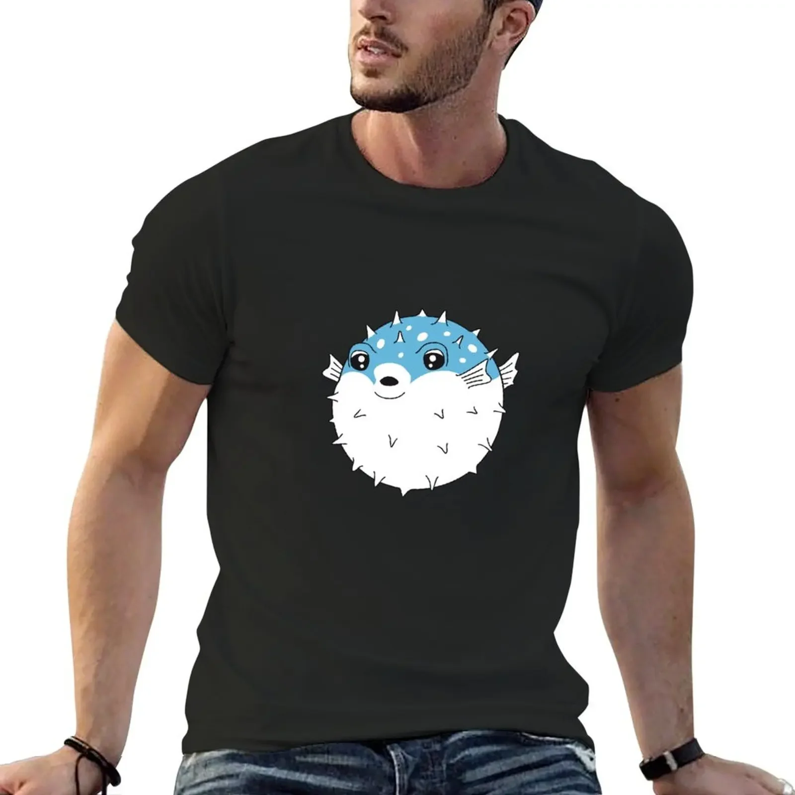 

Fugu puffer fish T-Shirt graphic t shirt vintage plus size clothes croswit shirt man mens clothing
