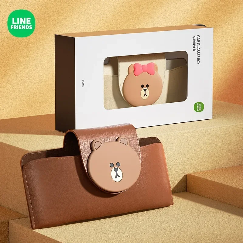 Line Friends Brown Car Sun Visor Glasses Clip Multifunctional Creative Cartoon Portable Bag Storage Sunglasses Bag Ticket Holder