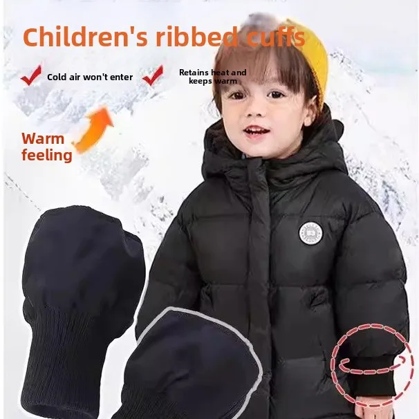 

Пуховик для детей и взрослых с удлиненными рукавами, ветрозащитный, с эластичным низом, в деловом стиле, с полосатым узором