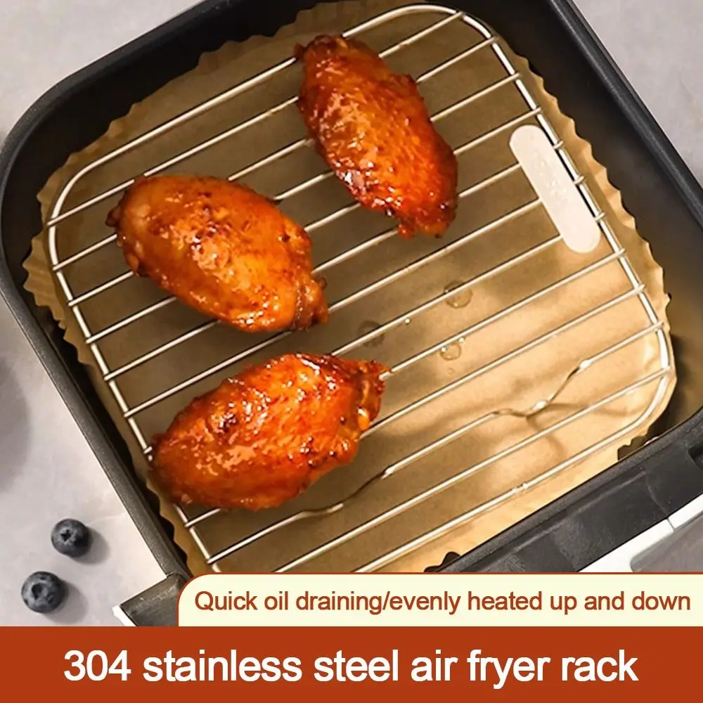 

Round Square Cooking Rack With Foot Thicken Air Fryer Rack 304 Stainless Steel BBQ Net Home Kitchen Oven Steamer Cooker