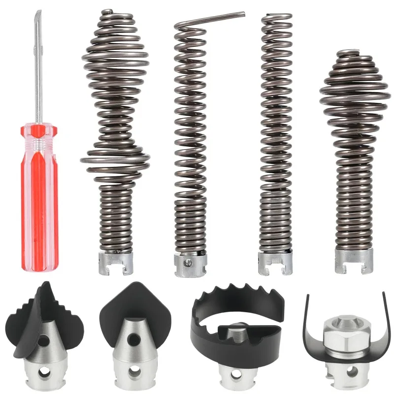 9/10Pcs Drain Cable Cutter & Auger Set Spring Sewer Dredging Tool for K-400 C-4/6/7/8/9 Model Cable Drain Snake Drill Attachment