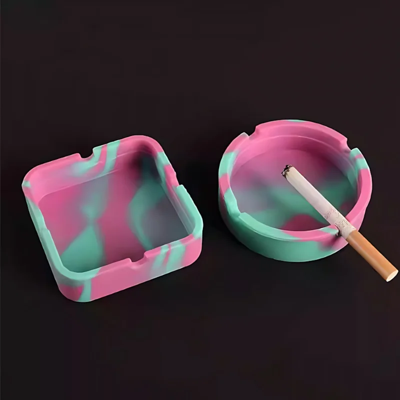 Cenicero de silicona con logotipo personalizado: portátil, irrompible, resistente al calor, que brilla en la oscuridad, fácil de limpiar, para uso interior/exterior