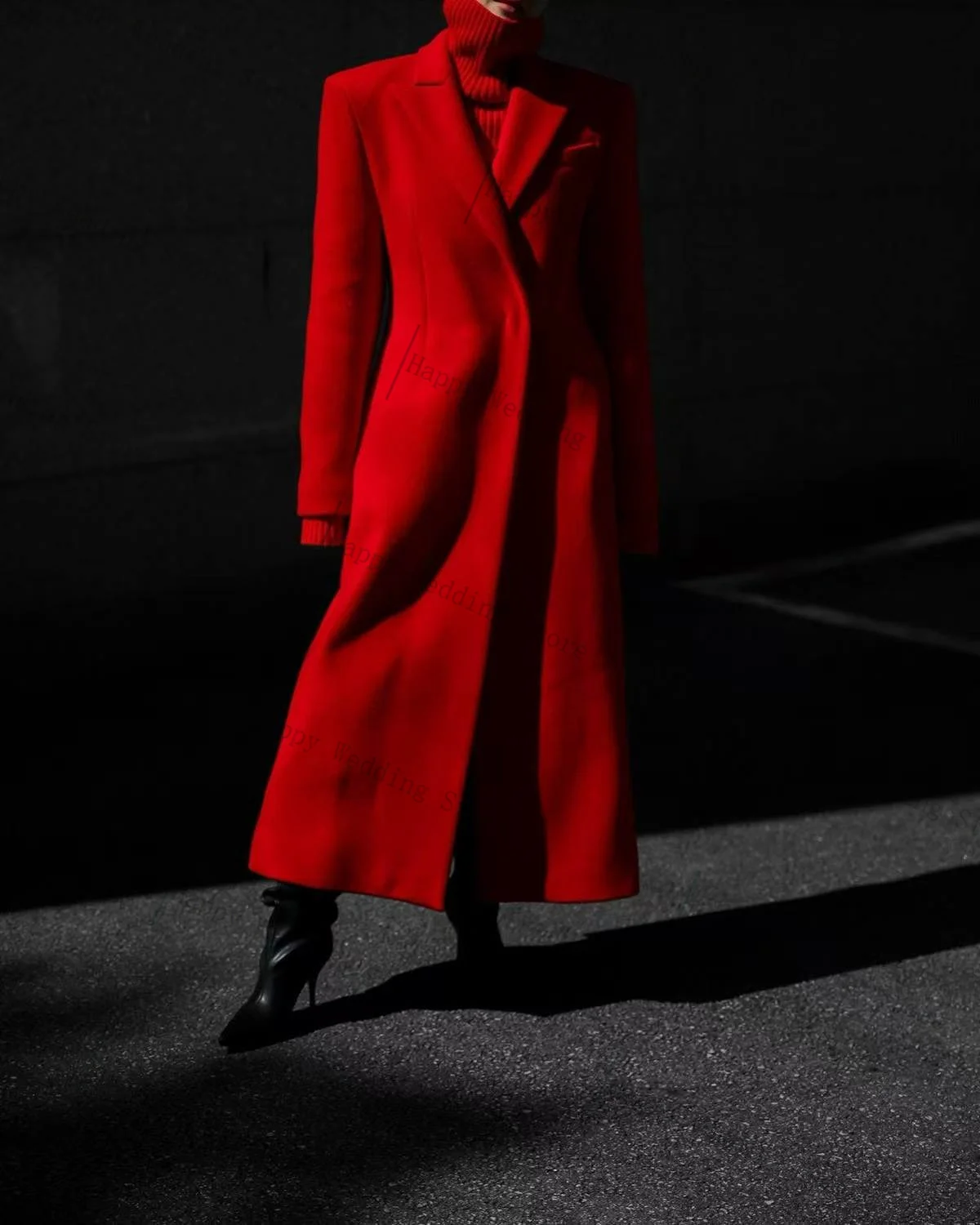 

Long Red Wool Cashmere Women Suit Skirt 1 Piece Blazer Prom Dress Winter Autumn Formal Office Lady Customized Jacket Overcoat