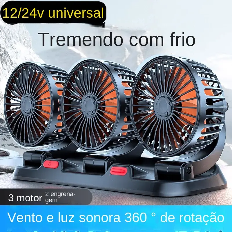 Ventilador elétrico automotivo para carro, ventilador de ar ajustável 360 °, ventilador silencioso para casa mesa, escritório e carro, USB, 12V, 24V, 2 velocidades
