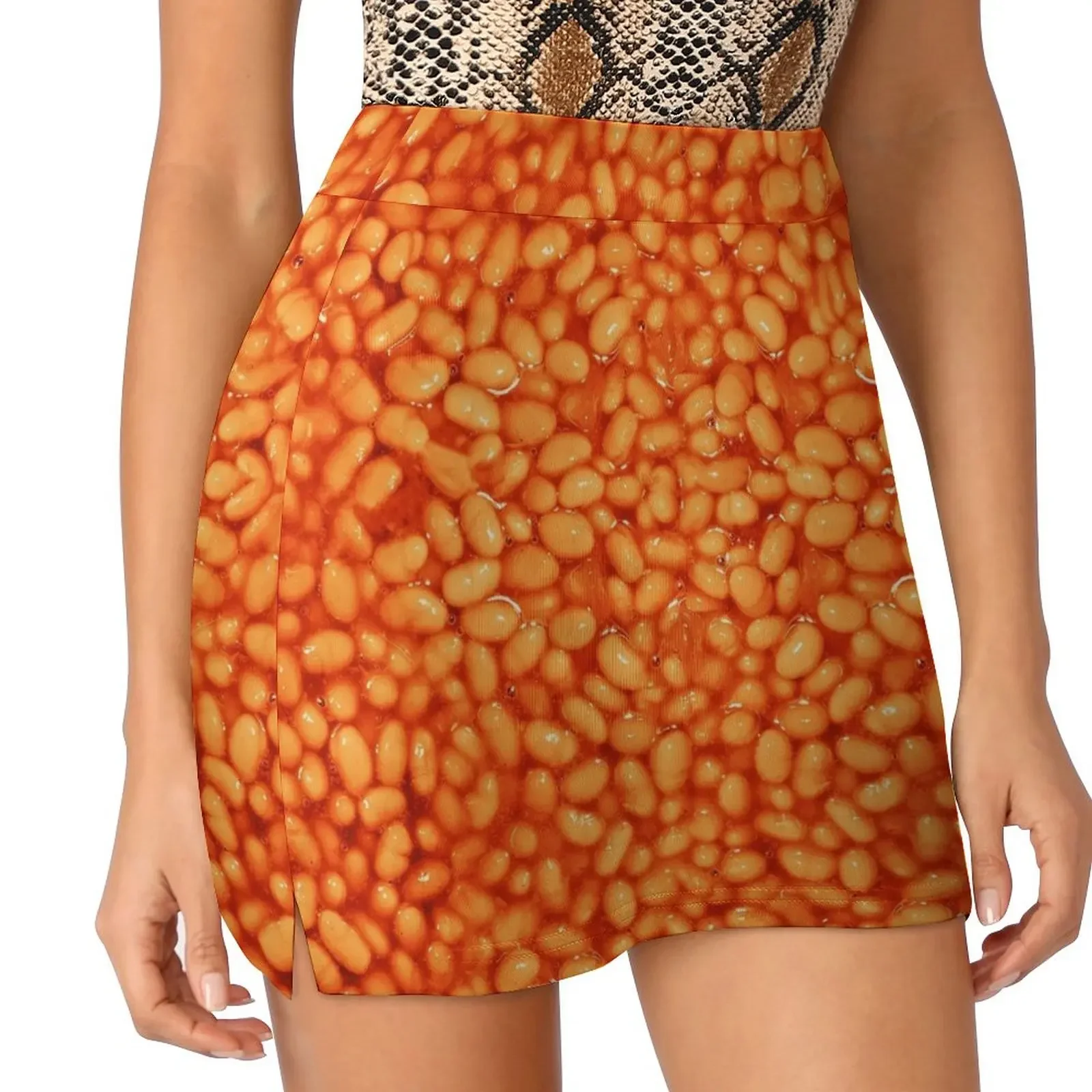 Baked Beans In Things Pattern Mini Skirt night club outfit Skirt pants Short skirt woman