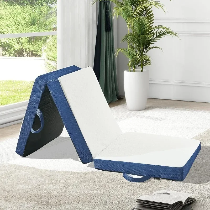 

Memory Foam Single Folding Mattress Cot Mattress,4 Inch Foldable Mattress Topper with Cover, Breathable Floor Mattress