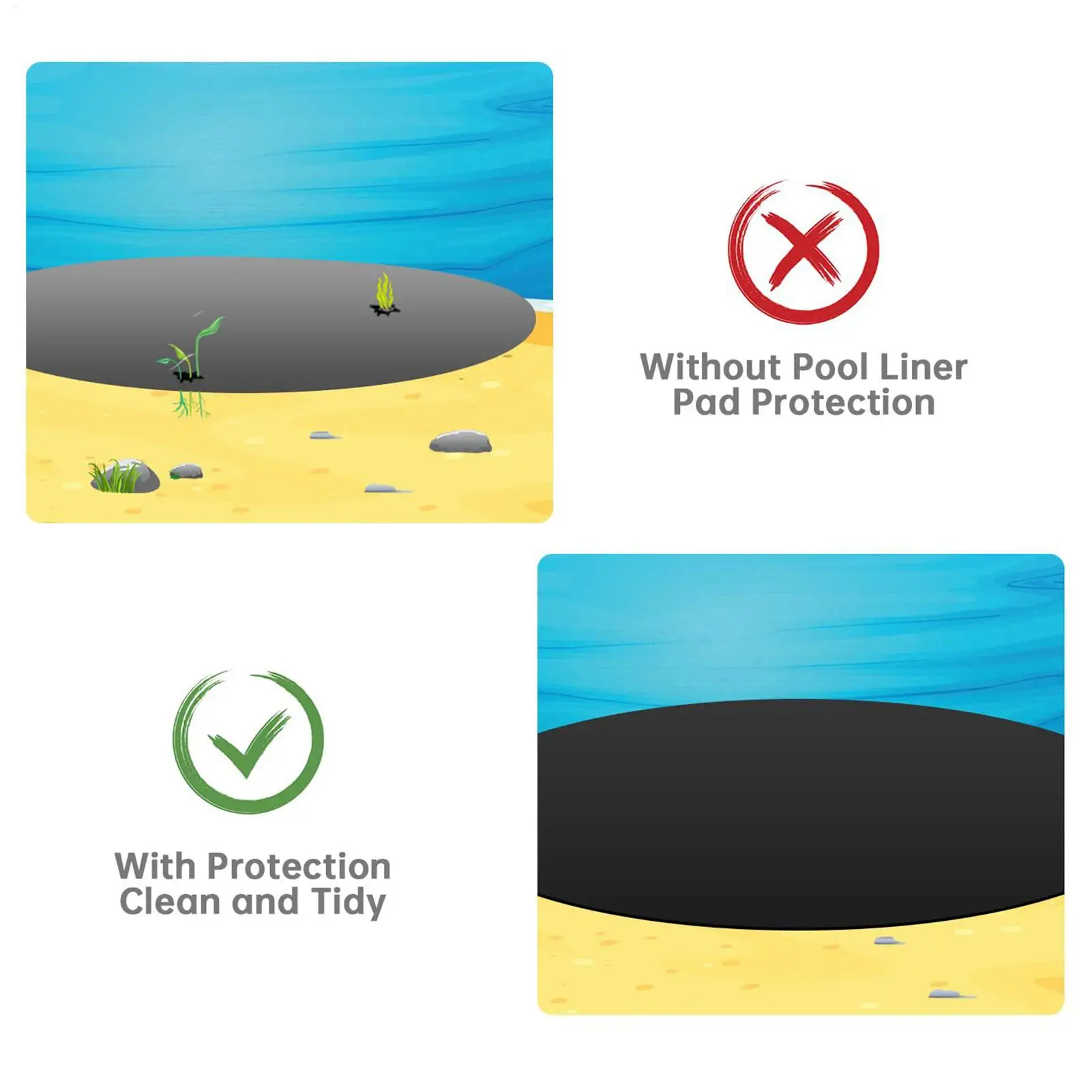 Pool Liner Pad Thickened Heavy Duty Puncture Protection Square Ground Pool Pad for Home Backyard Lawn Patio Resort Hotel Leisure