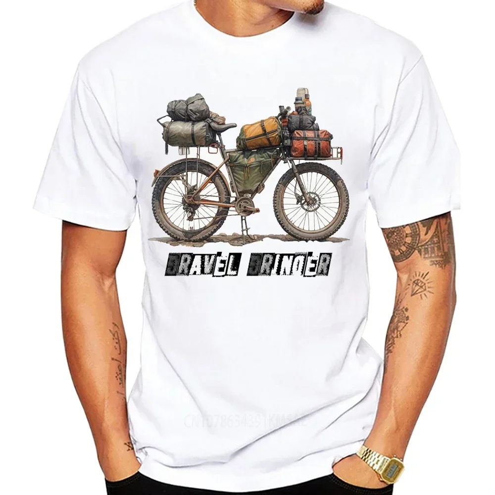 Gravel Bikepacking Tshirts Cool Men Short Sleeve Fixie Fixed Gear Bike Cycling T-Shirt Bicycle Art White Casual Hip Hop Boy Tees