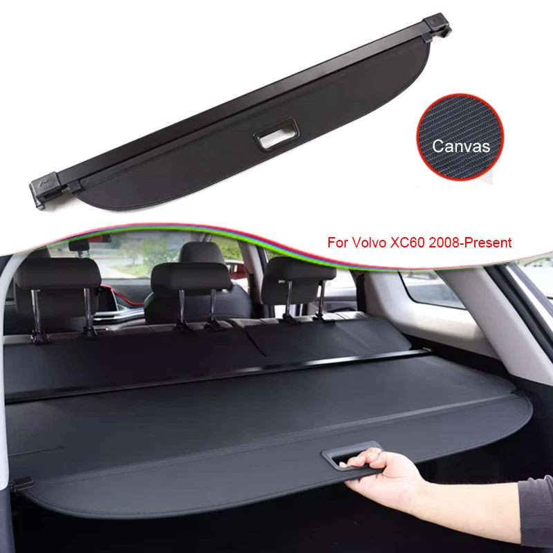 Car Rear Trunk Curtain Cover Rear Rack Partition Shelter Canvas Storage Internal Auto Accessories For Volvo XC60 2008-2025