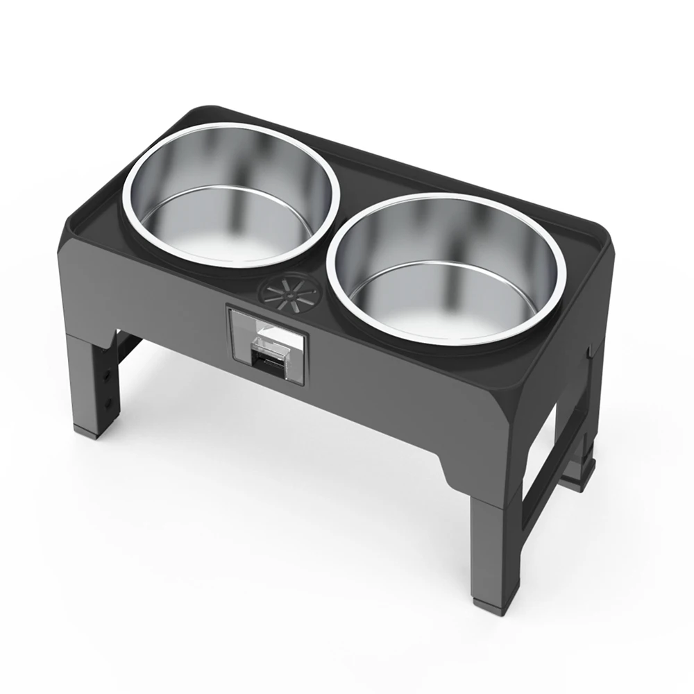 Elevated Dog Bowls,Stainless Steel Raised Dog Double Bowl with Adjustable Stand,Slow Food Bowl 4 Heights for Pet Cat Food Water