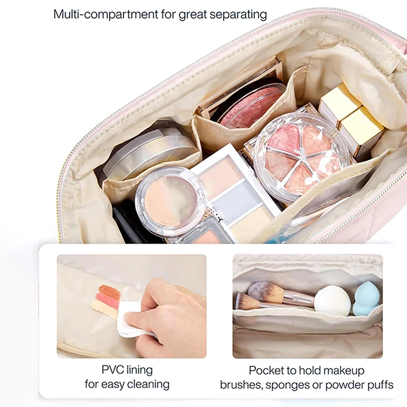 Cute Plush Makeup Bag For Women Portable Travel Small Cosmetic Bags Solid Color Zipper Toiletry Bag Washing Pouch Storage Bags