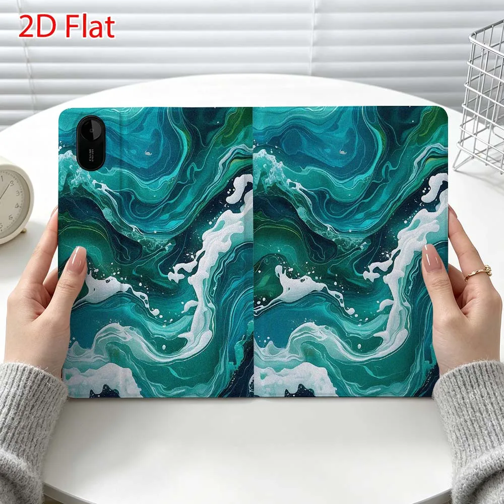 Water Ripple Double Fashion For Xiaomi Poco Redmi Pad 8 2 4 C1 6 6S 7 7S SE 9.7 14 11 11.2 Inch Pen Tray Tablet Case