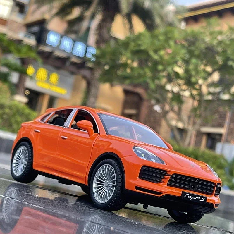 Модель автомобиля Porsche Cayenne S Turbo SUV в масштабе 1:24, литой металлический игрушечный автомобиль, модель, коллекция со звуком и светом, подарок для детей F384