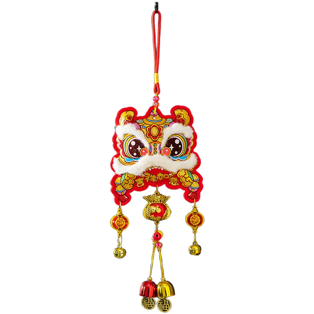 Chinese New Year 2026 Horse Lion Dance Fu Character Hanging Decoration Red Flannel Ornament for Home Festivity