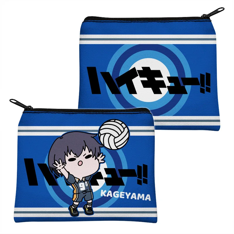 Imagem -03 - Anime Haikyuu Bolsa de Moedas de Lona Portátil Carteira de Moda Bonito Hinata Kageyama Tsukishima Kozume Kurono