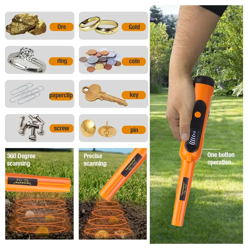 Nieuwe metaaldetector Outdoor Adventure Handheld metaaldetector Pinpointer Finder Waterdicht 360° °   Metaaldetectorstaaf met zijscan