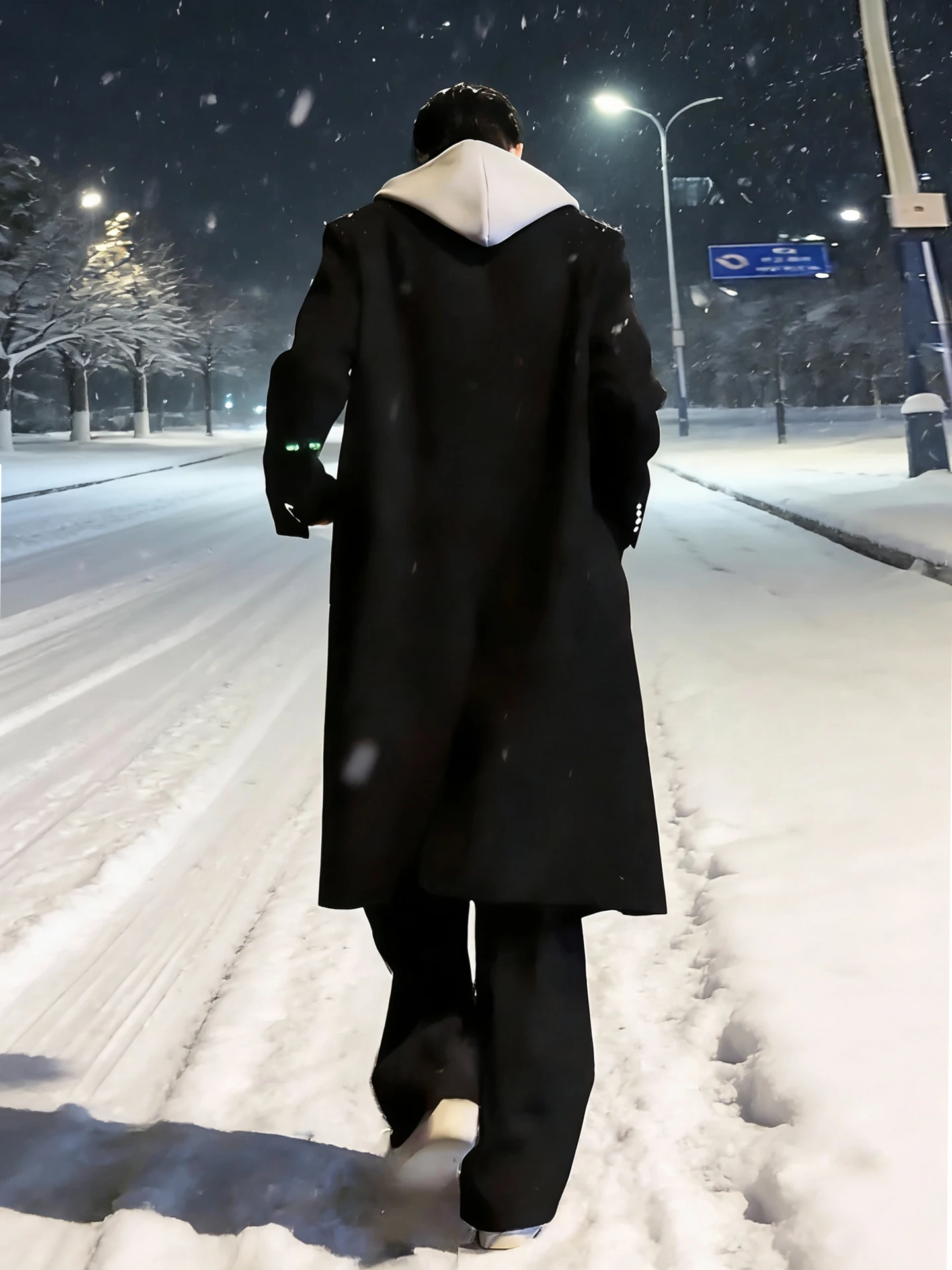 

Bla Men's Woolen Coat oulder Length Winter Thiened Briti Sle Windbreaker Mid-Length Tweed Jaet Warm Casual Faion