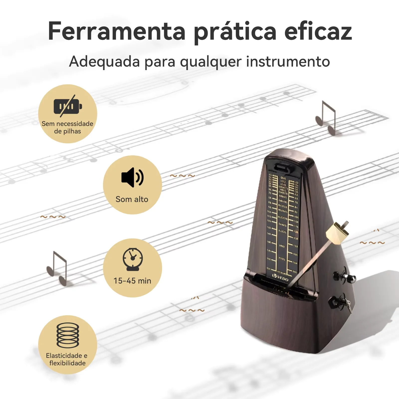 المقاييس الميكانيكية لبيانو جيتار الكمان طبلة باس وغيرها من الآلات الموسيقية، صوت عالٍ، دقة عالية (حبوب الخشب) #4