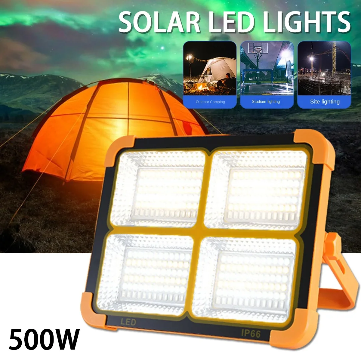 LED 50W Solar Floodlight Rechargeable Waterproof Emergency Lighting Suitable for Outdoor Camping Portable Searchlights