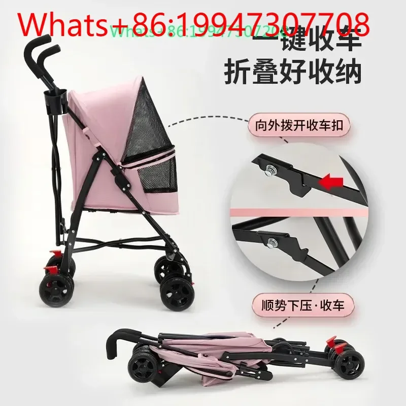 

Lightweight foldable pet cart Small dog pet first class seat car anti-skid handle design