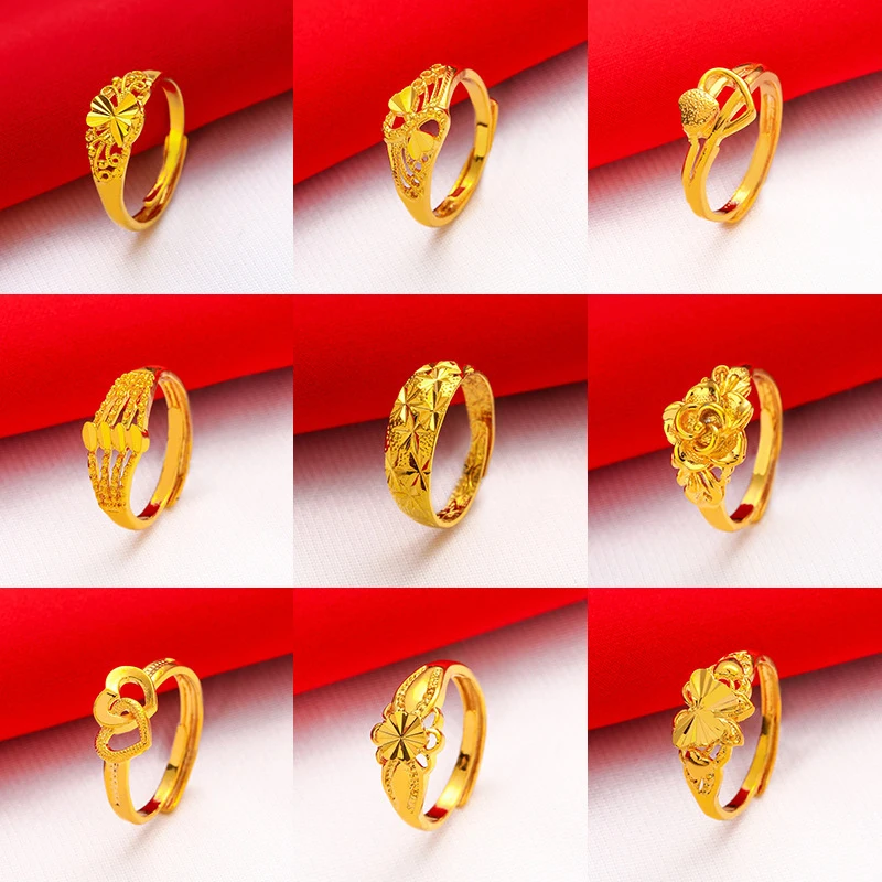 Gold Plated Lucky Ring Opening Adjustable Simple Fashion Transfer Ring For Women All-match Luxury Finger Accessories