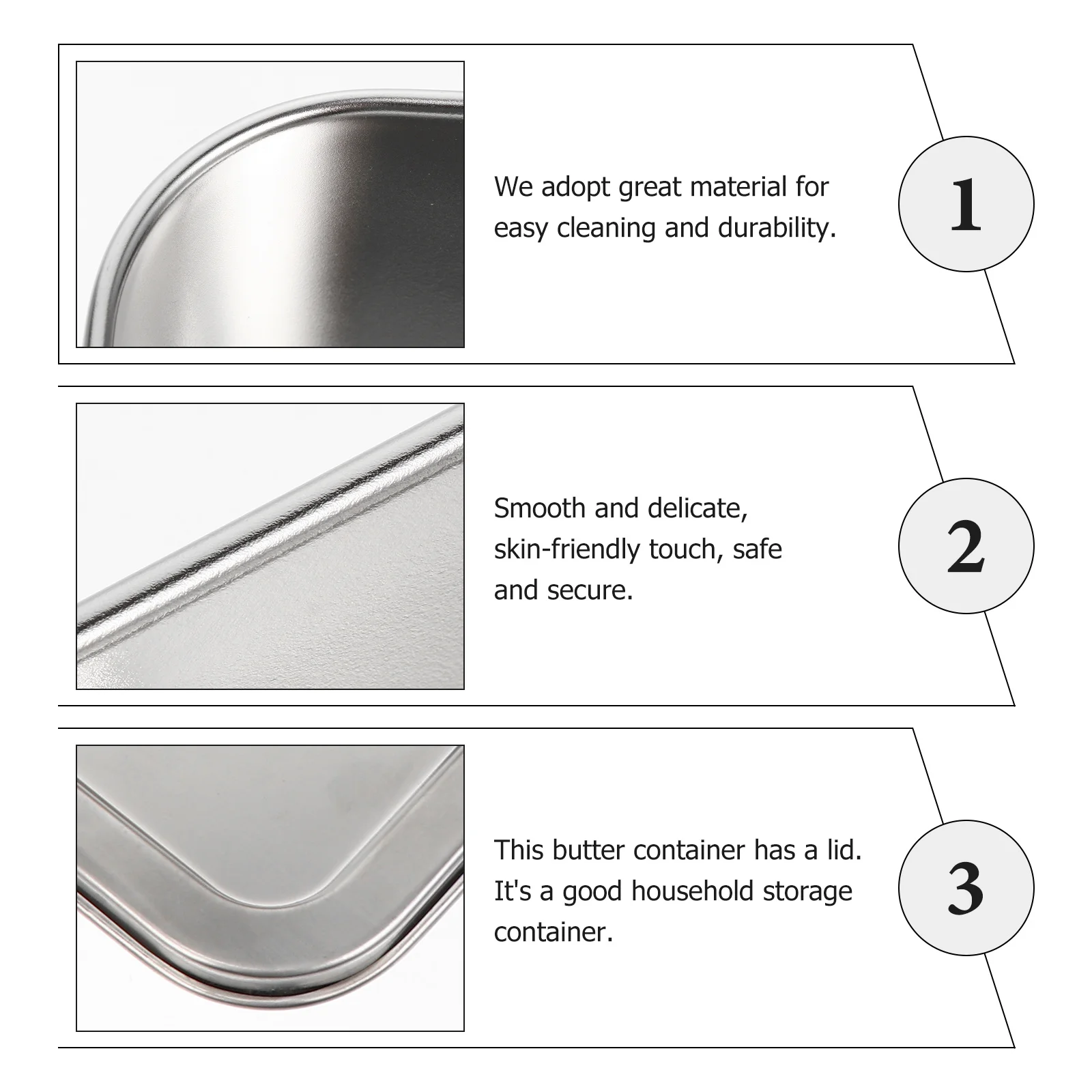 

1Pcs Butter Box Stainless Steel Silver Covered Butter Holder High Low Temperature Resistance Home Storage Container