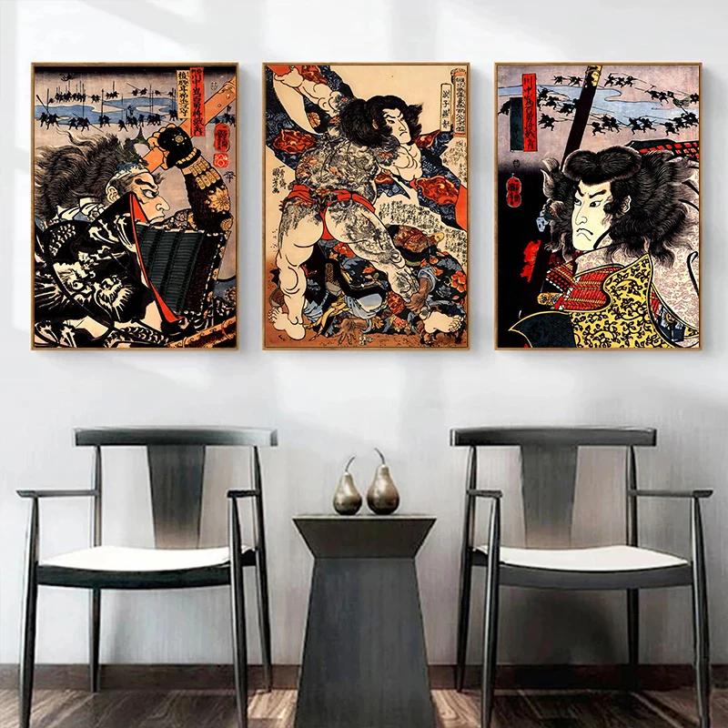 Ukiyoe Poster Japan Portrait HD Print Canvas Painting Japanese Retro Samurai Asian Warrior Wall Picture for Room Home Decor