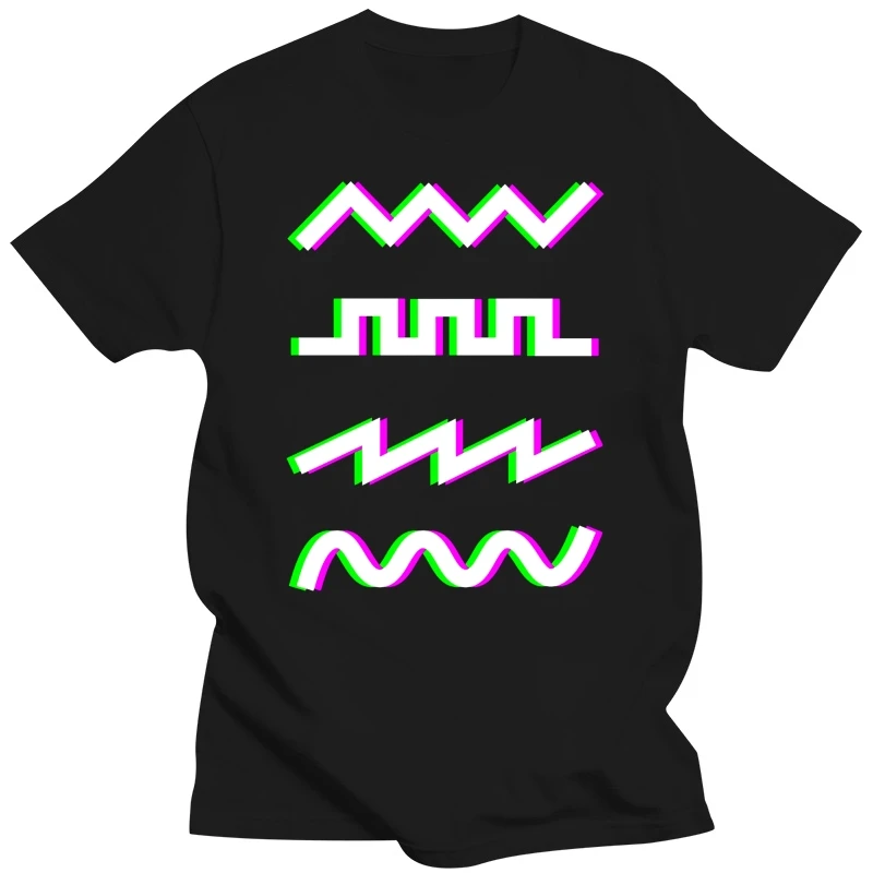 Men Funny T Shirt Women Cool tshirt Retro Waveforms Synth T-Shirt