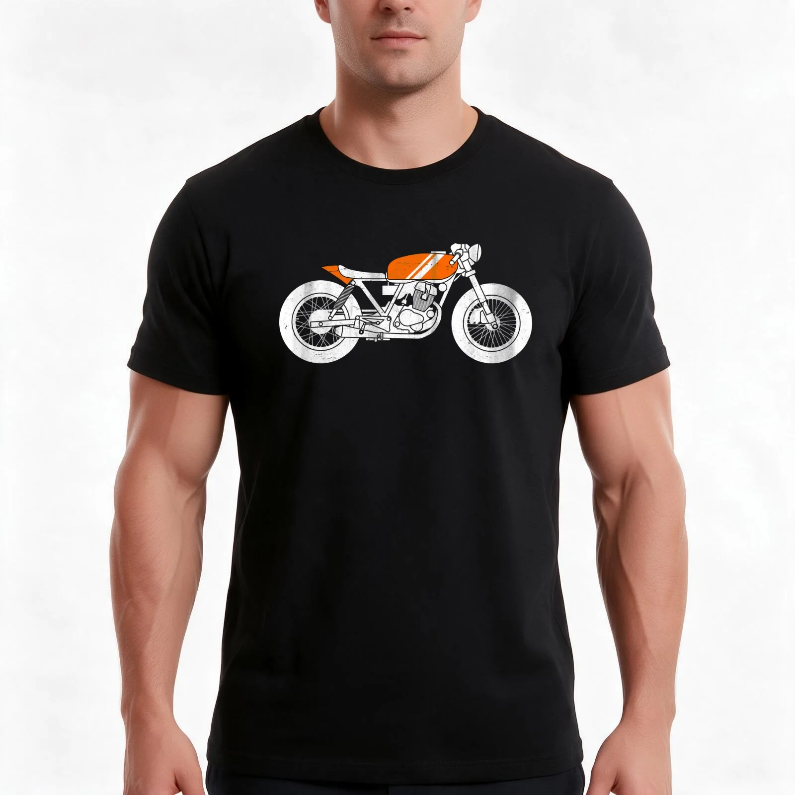 Café Racer – Reverse T-Shirt, Summer Casual Cotton Tee, Oversized Streetwear Tops, Vintage Graphic Print, Loose Fit Short Sleeve