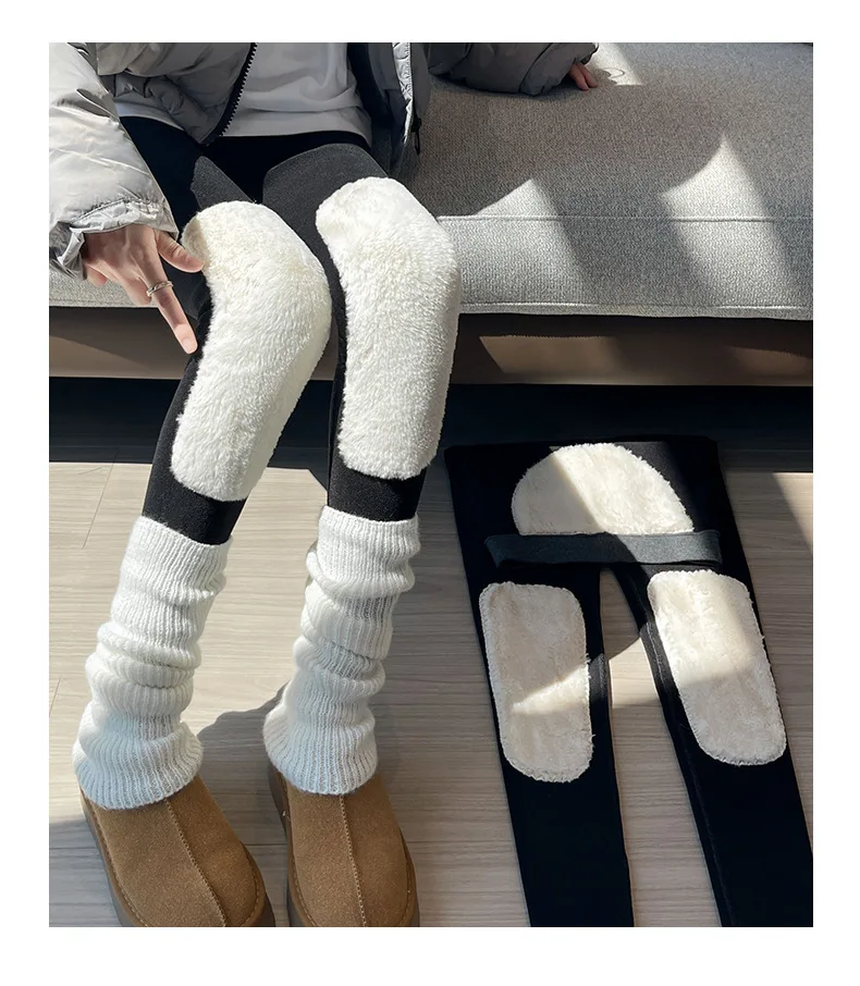 Women's Winter Fleece Lined Thermal Pants Elastic High Waist Slim Fit Thicken Legging Woman Waist Knee Protection Long Pants