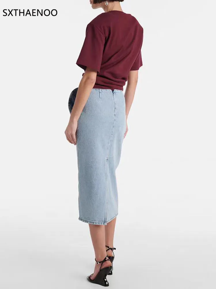 Sxthaenoo saia saias roupas femininas mini roupas femininas y2k gótico longo azul 3d flores vestido 2025 vestidos