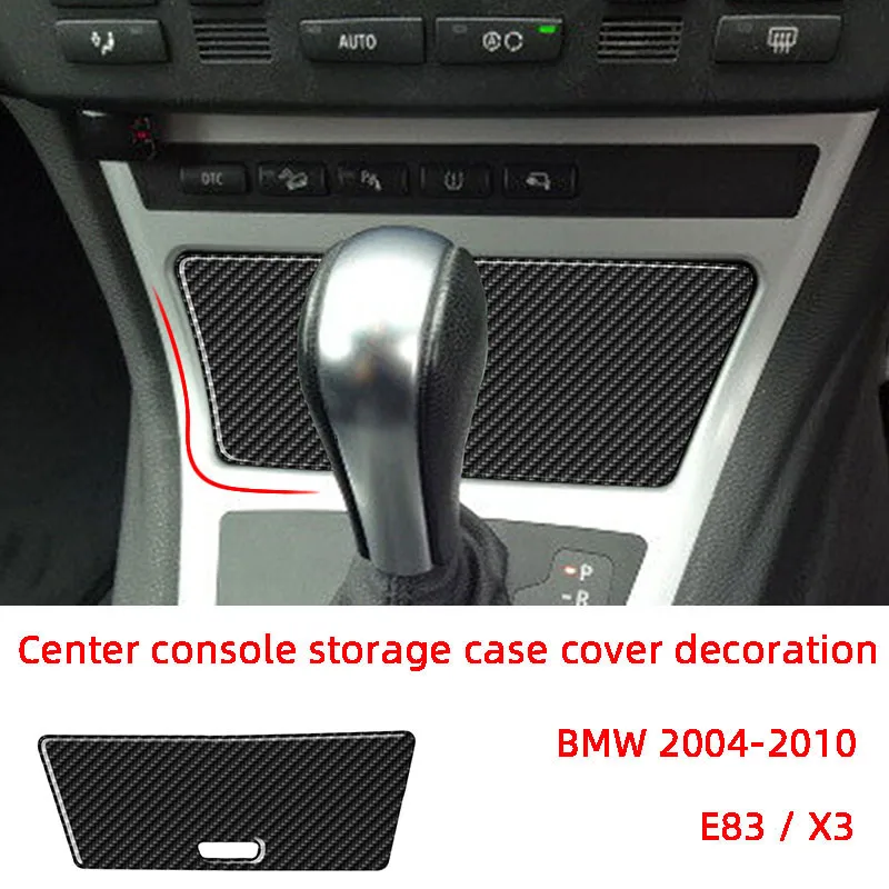 Center Console Storage Case Cover Decoration Patch Carbon Fiber Car Stickers For BMW 2004-2010 X3 E83 Interior Accessories Trim