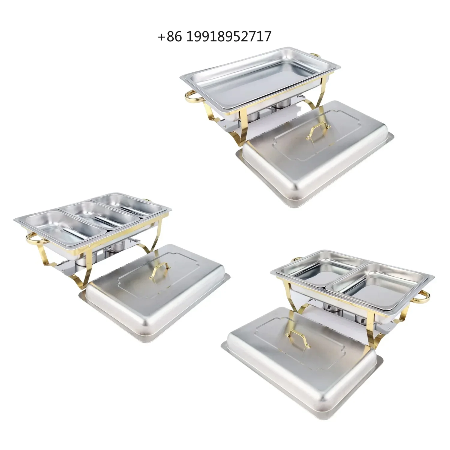 Half-gold-plated Chafing Dishes, single/double/Three compartments, stainless steel insulated pot, only for cooking JJ265